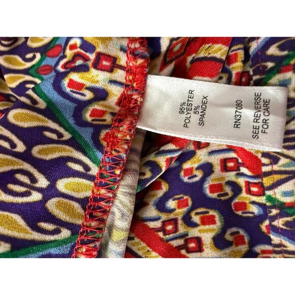 Cato Maxi Skirt Womens Size Medium Red Tan Blue Aztec Pull On Stretchy - Picture 4 of 5